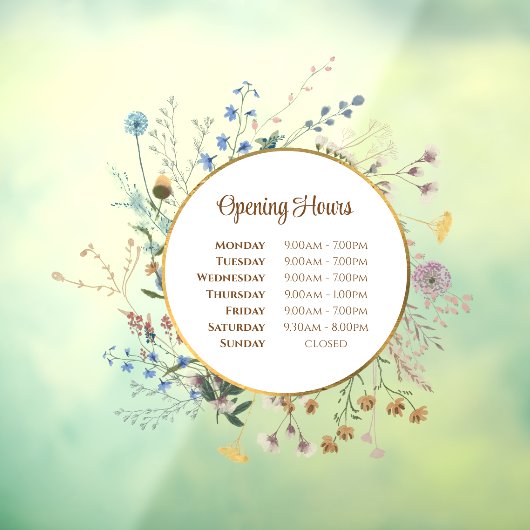 ボーホー ワイルドフラワー オープニングアワー ウィンドウクリング ウィンドウサイン (シート3)