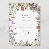 ボーホー ワイルドフラワー ガーデンエンゲージメントパーティー 招待状 (正面/裏面)