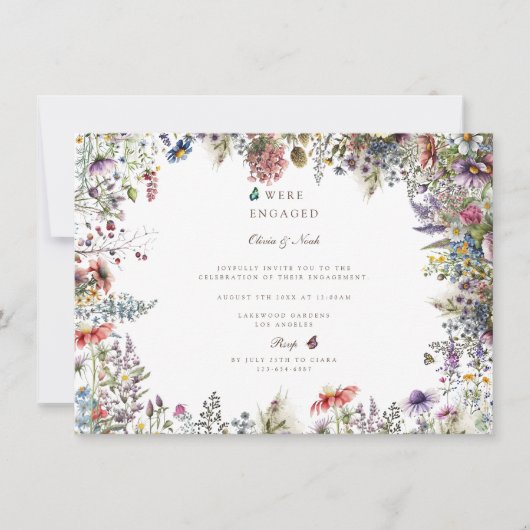 ボーホー ワイルドフラワー ガーデンエンゲージメントパーティー 招待状 (正面)