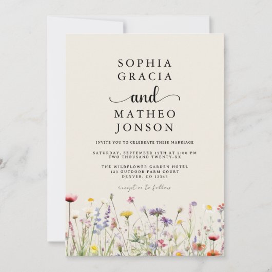 ボーホー ワイルドフラワー ガーデン エレガント ワイルドフラワー セーブザデート (正面)