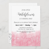 ボーホー ワイルドフラワー キッズ バースデー インビテ 水彩 招待状 (正面/裏面)