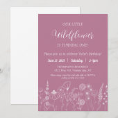 ボーホー ワイルドフラワー キッズ 誕生日 招待状 シンプル (正面/裏面)