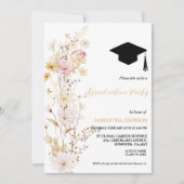 ボーホー ワイルドフラワー グラス ガール 卒業パーティー 招待状 (正面)