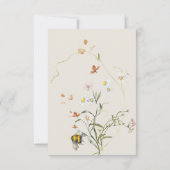 ボーホー ワイルドフラワー ビー ベージュ ブライダル シャワー サンキューカード (裏面)