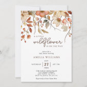 ボーホー ワイルドフラワー フローラル オン ザ ウェイ ベイビー シャワー 招待状 (正面)