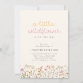 ボーホー ワイルドフラワー ベイビーシャワー 招待状 (正面)