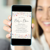 ボーホー ワイルドフラワー ベイビー イン ブルーム クリーム ベビーシャワー 招待状