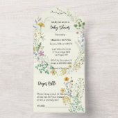 ボーホー ワイルドフラワー ベイビー シャワー オールインワン招待状 (内側)