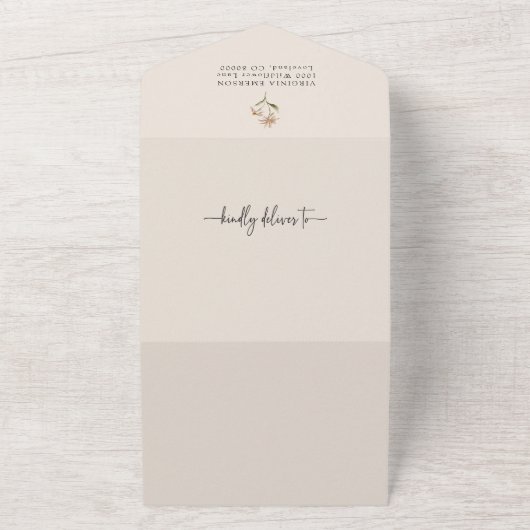 ボーホー ワイルドフラワー ベイビー シャワー オールインワン 招待状 (外側)