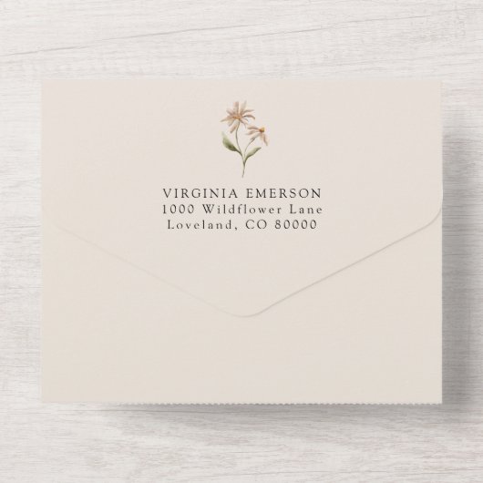 ボーホー ワイルドフラワー ベイビー シャワー オールインワン 招待状 (裏面)