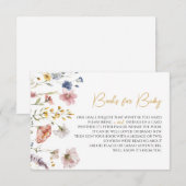 ボーホー ワイルドフラワー ベイビー シャワー 赤ちゃんのための本 エンクロージャーカード (正面/裏面)