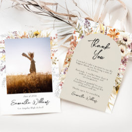 ボーホー ワイルドフラワー 卒業お礼カード 招待状