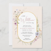 ボーホー ワイルドフラワー 水彩 ベビーガール シャワー 招待状 (正面)