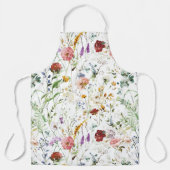 ボーホー ワイルドフラワー 水彩 春の花 エプロン (正面)