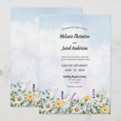ボーホー ワイルドフラワー 水彩 結婚式 カスタマイズ 招待状 (正面/裏面)