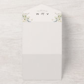 ボーホー ワイルドフラワー 花柄 ボタニカル モダン タイポグラフィ オールインワン招待状 (外側)