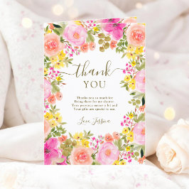 ボーホー ワイルド フラワーズ ガーデン フォト ブライダル シャワー サンキューカード