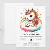 ボーホー ワンダーランド ユニコーン バースデー 招待状 (正面/裏面)