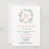 ボーホー ヴィンテージスタイルのベイビーシャワー 招待状 (正面)