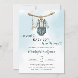 ボーホー ヴィンテージ サエグリーン ニュートラル 男の子 ベビー服 招待状