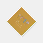 ボーホー ヴィンテージ フラワー イエロー オーダーメイド ブライズシャワー スタンダードカクテルナプキン (角)