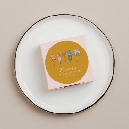 ボーホー ヴィンテージ フラワー イエロー カスタム ブライダル シャワー ラウンドシール