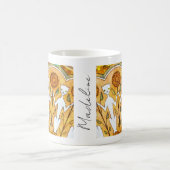 ボーホー ヴィンテージ フレンチ アールヌーヴォー ネコ ヒマワリ コーヒーマグカップ (中央)