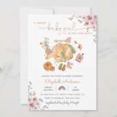 ボーホー ヴィンテージ ベビーガール 服 ベビーシャワー 招待状 (正面)