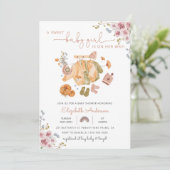 ボーホー ヴィンテージ ベビーガール 服 ベビーシャワー 招待状 (スタンド正面)
