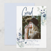 ボーホー 水彩 コットン 花 卒業 案内状 (正面/裏面)