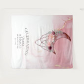 ボーホー 水彩 ダスティ ローズ 天体 タペストリー (正面(横))