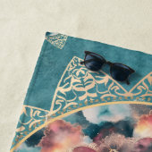 ボーホー 水彩 ネビュラ ゴールド フラワー マンダラ ヨギ  ビーチタオル (インサイチュ)