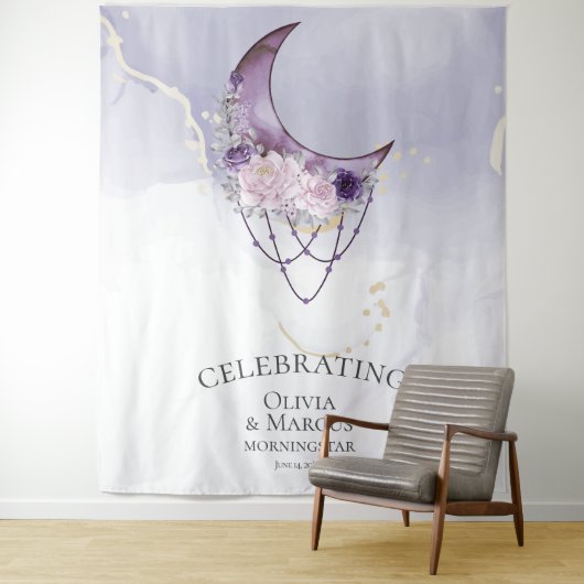 ボーホー 水彩 パープル セレスト タペストリー (インサイチュ)