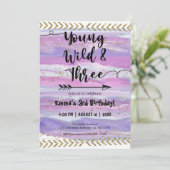 ボーホー 水彩 矢印 ヤング ワイルド スリー バースデー イン 招待状 (スタンド正面)