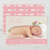 ボーホー 誕生発表 こんにちは 新しい赤ちゃんアローズ 案内状 (正面/裏面)