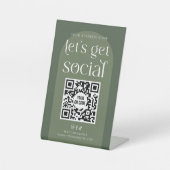 ボーホー sage green ビジネス ソーシャルメディア QR コード 台座サイン (正面)