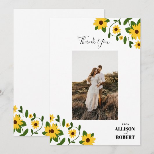 ボーホー sunflower パッチ 感謝カード (正面/裏面)