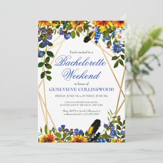 ボーホー sunflower 青い花のバチュロレッテウィークエンド計画 招待状 (スタンド正面)