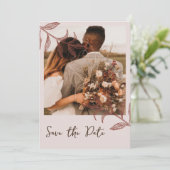 ボーホ素朴シック写真結婚式は日付カードを保存 招待状 (スタンド正面)