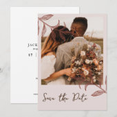 ボーホ素朴シック写真結婚式は日付カードを保存 招待状 (正面/裏面)