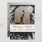 ボーホ アーチ スターリー スカイ パンパス フローラル アーシー ラスティック セーブザデート (正面/裏面)