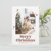 ボーホ アーチ メリークリスマス テラコッタ フォト シーズンカード (スタンド正面)