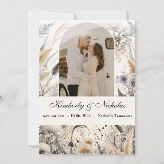 ボーホ アーチ ラスティック アーシー パンパス フローラル ボタニカル セーブザデート