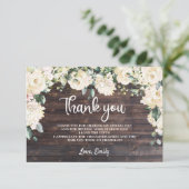 ボーホ グリーン リース ラスティック ウッド ホワイト フローラル ローズ サンキューカード (スタンド正面)