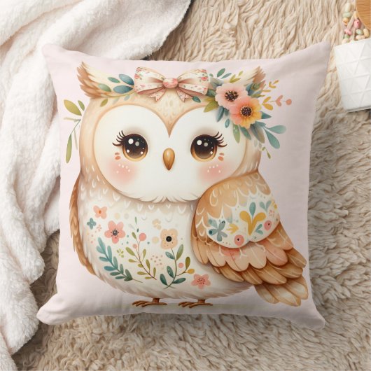 ボーホ コテージコア オウル フラワル ファームコア チャーム クッション (ブランケット)
