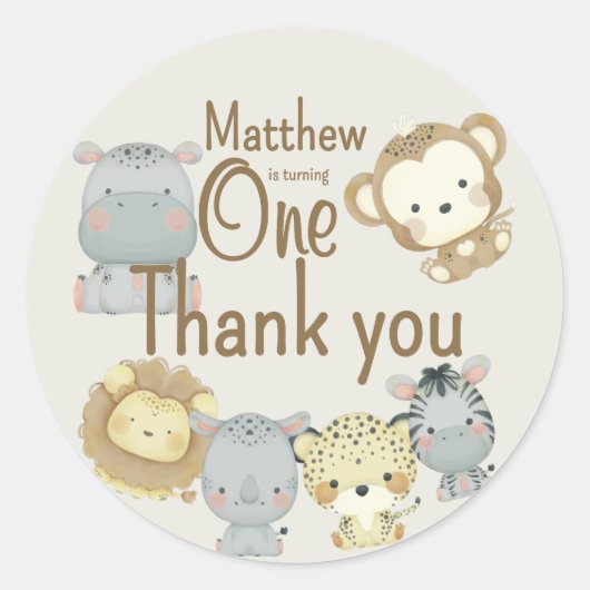 ボーホ サファリ バースデー ラウンド ステッカー (正面)