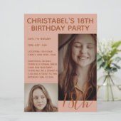 ボーホ サマー ブラウン ピンク トレンディー バースデー パーティー 招待状 (スタンド正面)