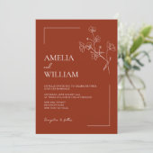 ボーホ シエナ テラコッタ フラワー ウェディング 招待状 (スタンド正面)
