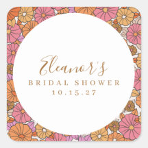 ボーホ スクリプト オークレ ピンク フラワー ブライダル シャワー カスタム