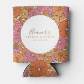 ボーホ スクリプト オークレ ピンク フラワー ブライダル シャワー カスタム 缶クーラー (正面)